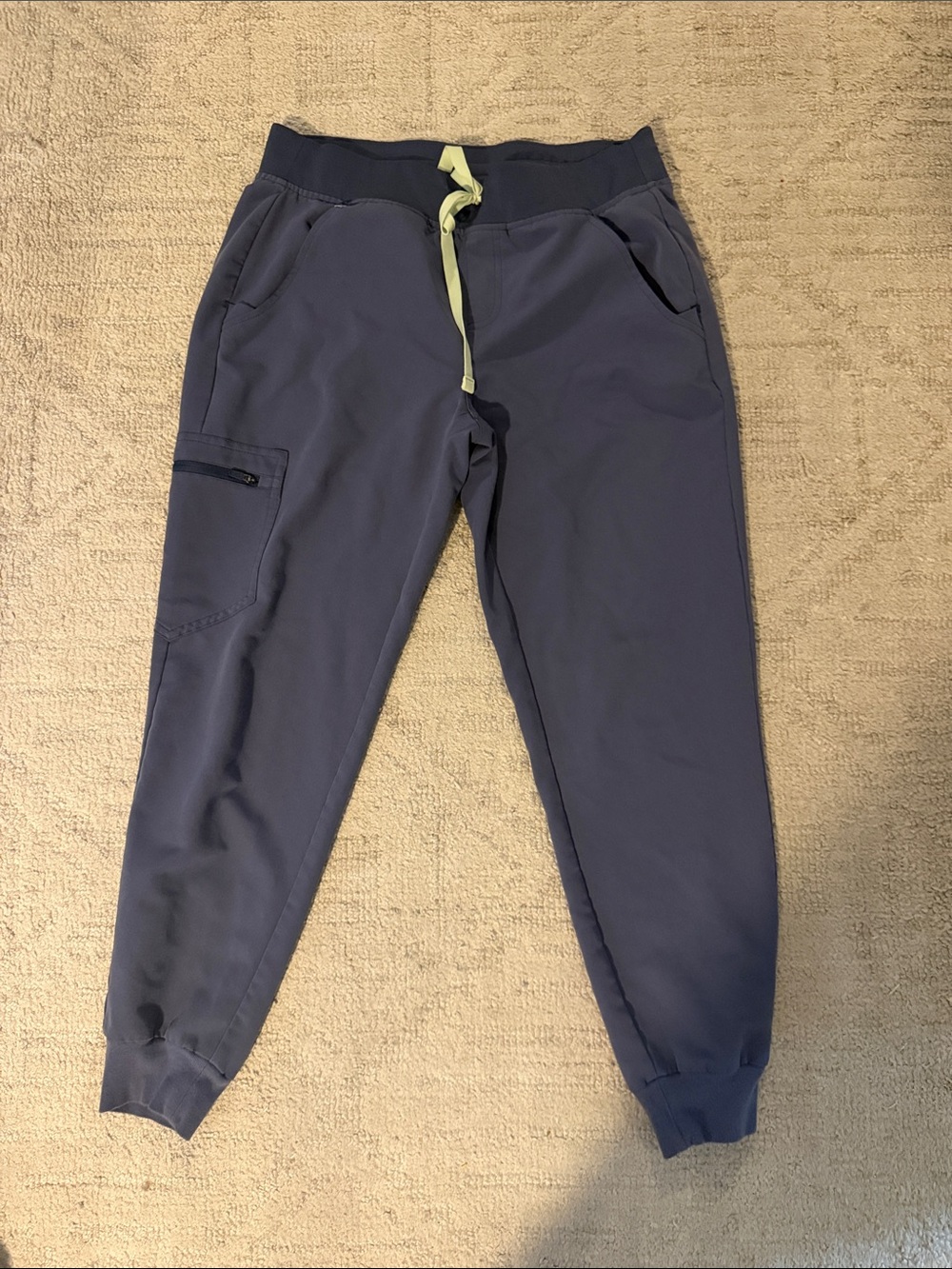 Figs Blue Jogger Pants with Lime Drawstring